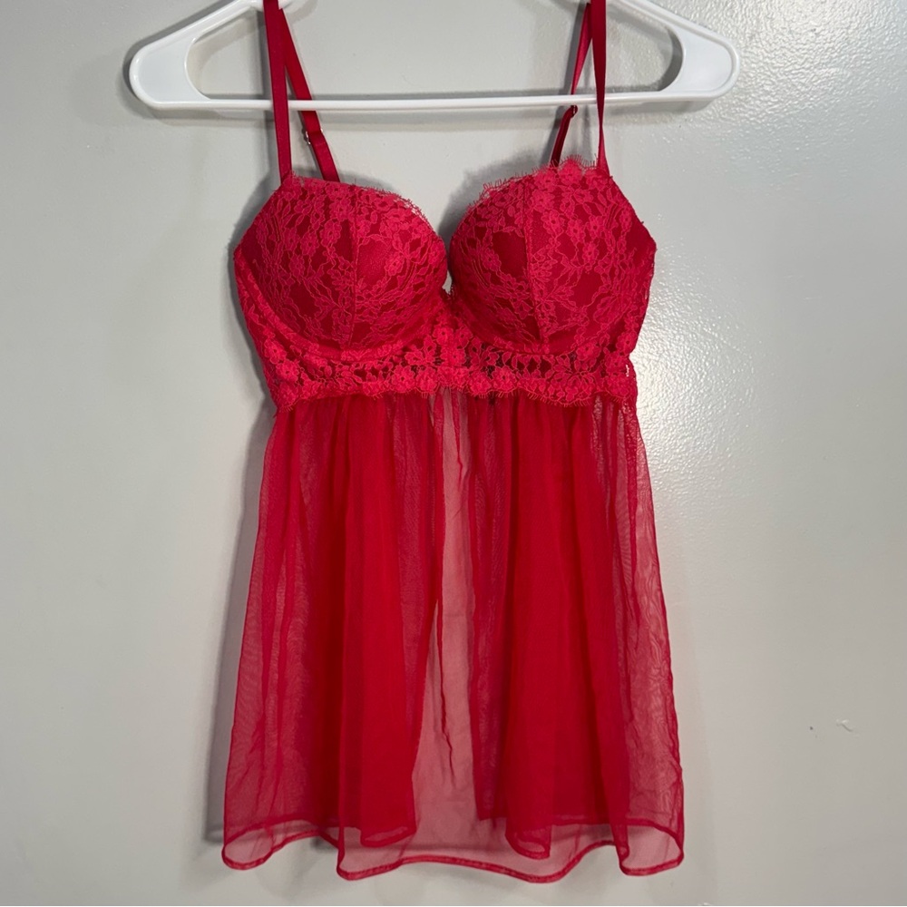 Victoria’s Secret Red Sheer Babydoll, Sz 34C